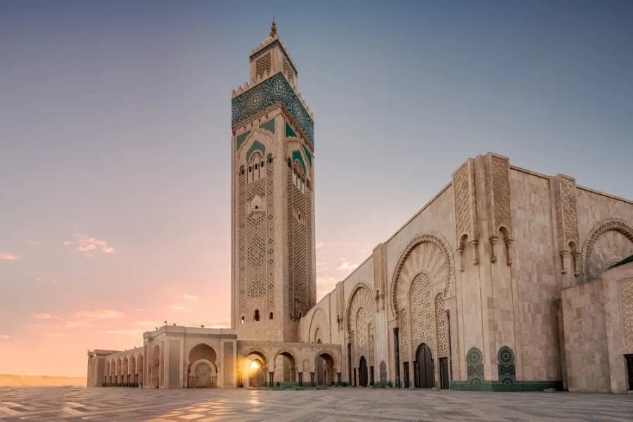 Mosquée Hassan II au coucher de soleil