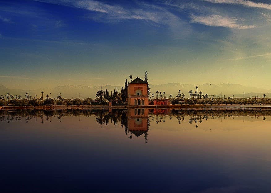 Jardins de la Ménara au coucher de soleil